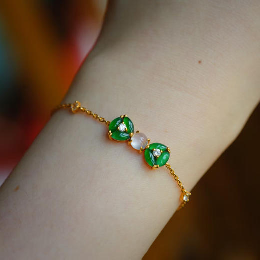 龢盒原创 二款百搭18k金镶翡翠手链 商品图4