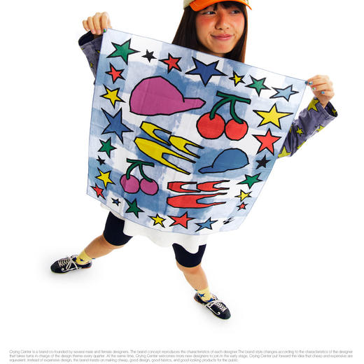 CryingCenter 2026新年马年星星趣味插画头巾方巾 哭喊中心 商品图1