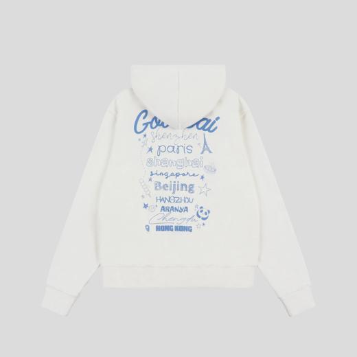 GOODBAI 新款城市系列休闲宽松撞色印花连帽拉链卫衣外套男女同款 商品图2