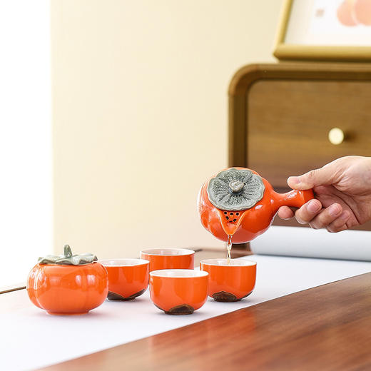 【好柿发生❗️柿柿如意茶具套装】时时称心，事事如意，好运连连！新年马年礼品创意柿子茶壶茶杯陶瓷茶具伴手礼开业活动小礼品中秋 商品图3