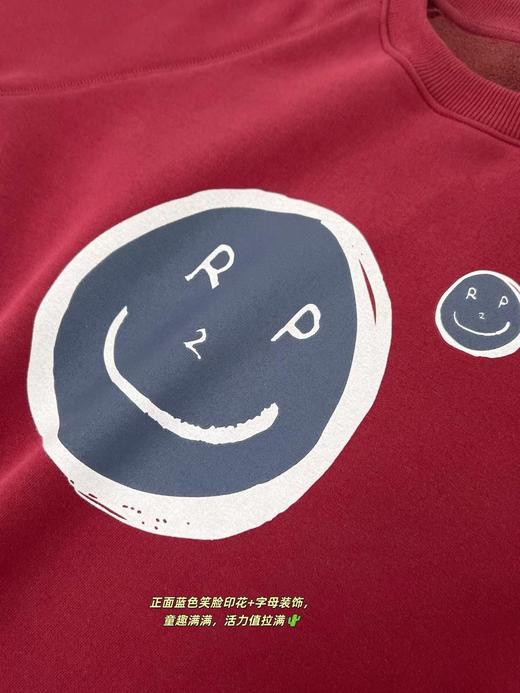 F010417休闲复古蓝调笑脸印花加绒上衣宽松下摆抽绳外穿女士卫衣 商品图14