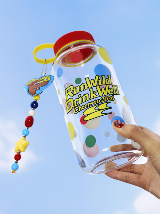 CryingCenter 2026新年马年趣味撞色彩色波点大容量运动水杯 商品图1