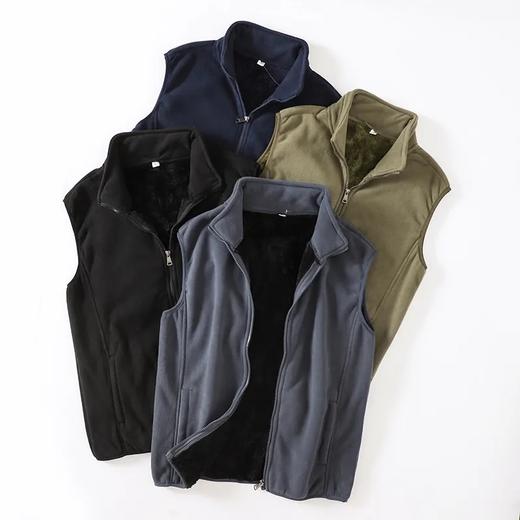 秋冬高密度珊瑚绒复合男女摇粒绒内里加绒加厚保暖立领纯色休闲马甲背心 商品图0