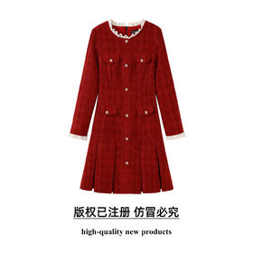 奢姿大码女装2025冬季时尚撞色圆领连衣裙胖妹妹气质显瘦通勤长裙9954854019