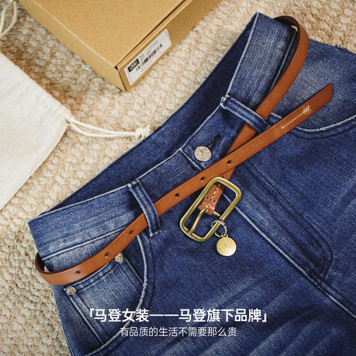 马登棕色复古植鞣头层纯正真牛皮带条牛仔裤细小腰带女士腰间配饰 商品图4
