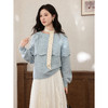 鹿向南「心跳降温」蓝色毛衣女秋冬miu系气质慵懒圆领针织衫上衣 商品缩略图3