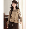 鹿向南「榛果手记」假两件棕色毛衣女秋冬新款洋气高级针织衫上衣 商品缩略图2
