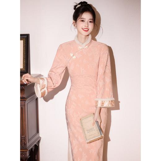 新中式改良旗袍加绒年轻款 优雅复古高级感国风旗袍8566 商品图0