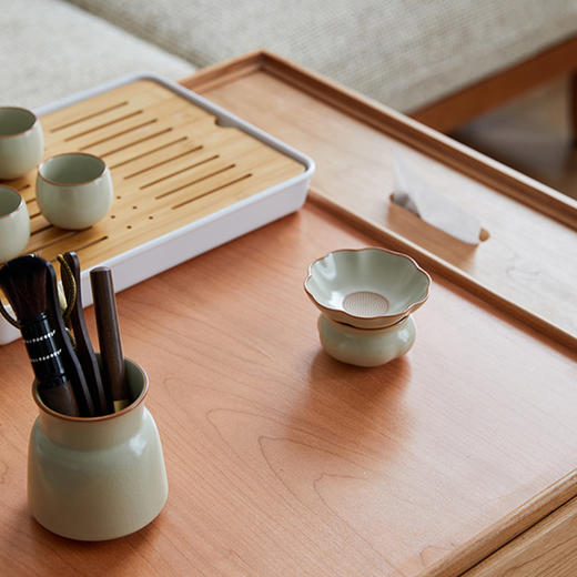 正身功法椅&逍遥多用茶桌 | 樱桃木色 帮助背部自然挺直 棉麻面料 办公居家喝茶打坐 附安装说明书 商品图8