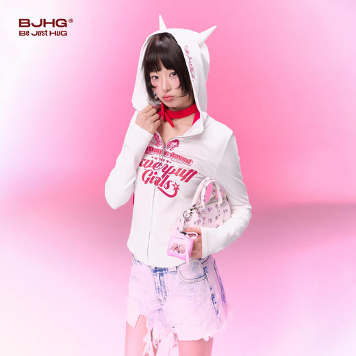 飞天小女警联名BJHG不计后果连帽卫衣女春季新款立领修身针织开衫 商品图2