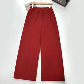 F010407冬季新款加绒加厚拉腿显瘦红色羊毛阔腿裤