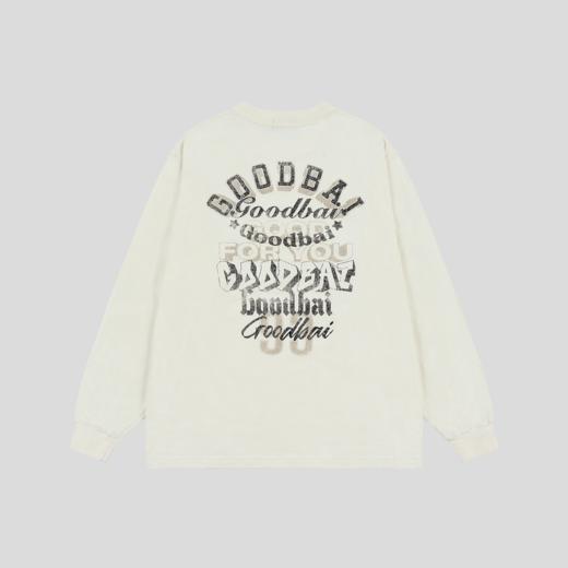 GOODBAI 新款oversize黑白组合印花休闲圆领宽松长袖T恤男女同款 商品图2