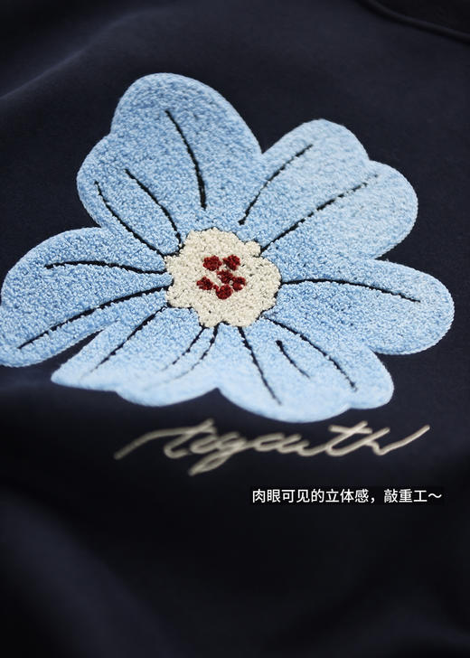 复古绿绒蒿毛巾绣加绒卫衣 商品图8