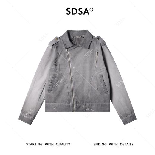 F7122SDSA秋冬新款痞帅男装简约做旧磨破斜拉链设计翻领夹克外套百搭 商品图0