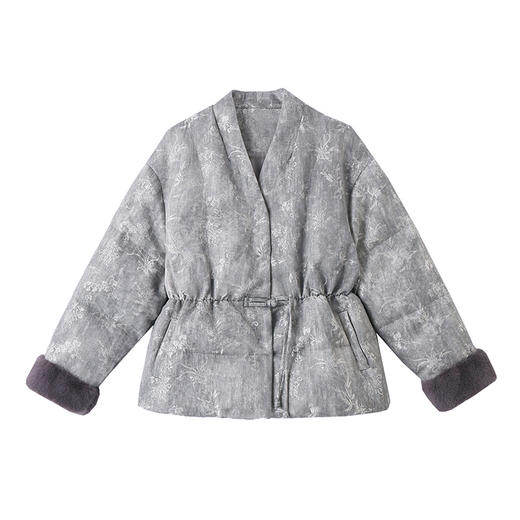 冬季新款高端气质新中式显瘦羽绒服V领刺绣保暖白鸭绒外套MYL1033 商品图4