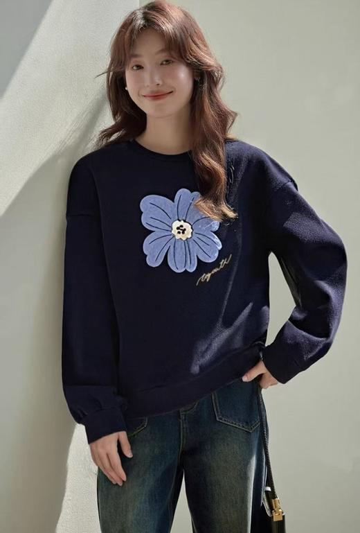 复古绿绒蒿毛巾绣加绒卫衣 商品图3