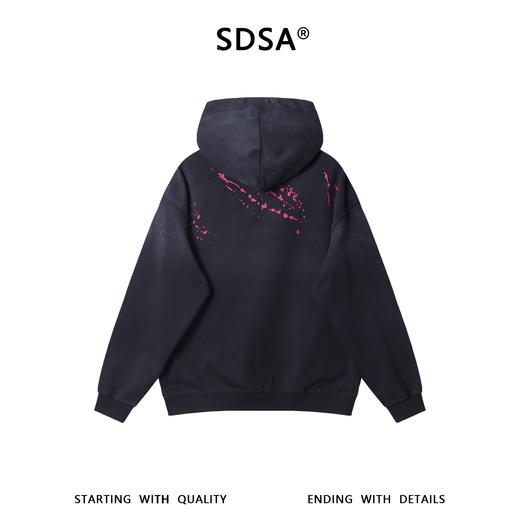 F7287SDSA男士秋冬新款痞帅男装潮牌高街渐变割破设计连帽卫衣宽松百搭 商品图5