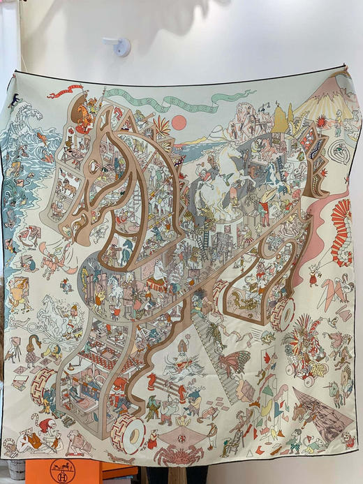 秋冬特惠💰450 爱马仕围巾 “马术学院”双面同色丝绒披肩～手工卷边丝绒方巾 商品图8