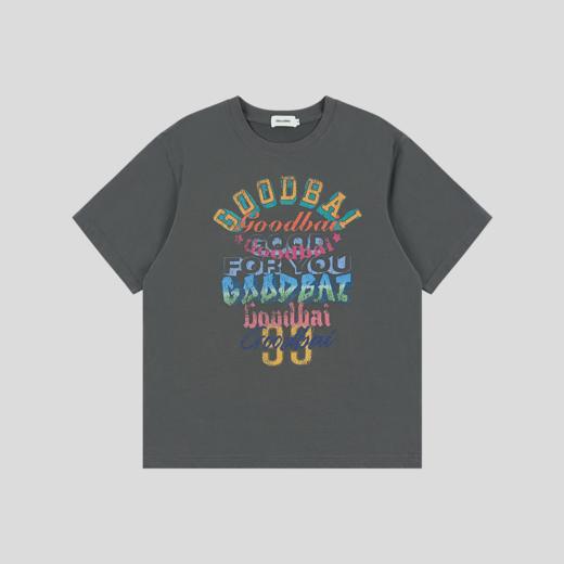 GOODBAI 新款oversize彩色组合印花logo圆领宽松短袖T恤男女同款 商品图3