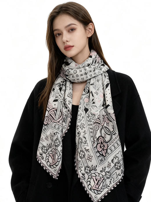 秋冬特惠💰450 LV围巾 LV x TM 披肩【丝绒双面同色披肩】 商品图8