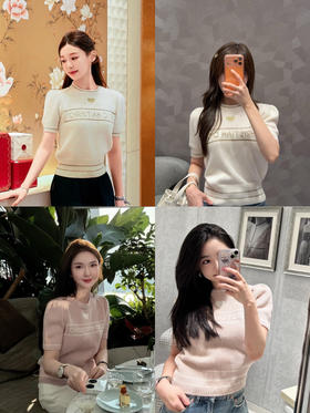 14-3 纯圆正 26ss 雕 富家千金 羊毛羊绒 字母徽标 短袖针织