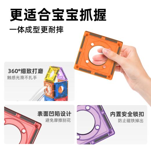 【赠磁力小车】Luka卢卡钻面管道磁力积木110P 正方形 三角形管道强磁小车三角磁力片 儿童益智玩具新年礼物 商品图5