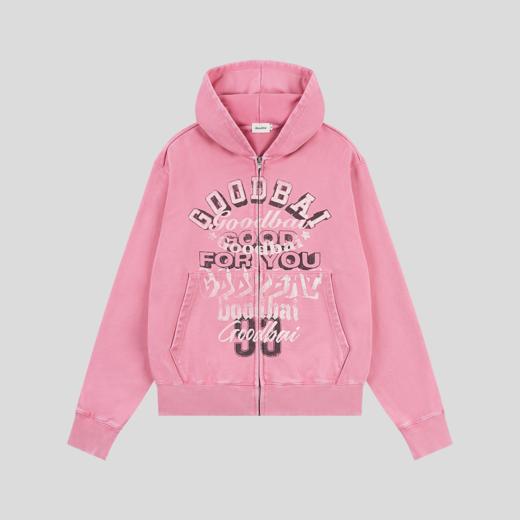 GOODBAI 新款黑白组合logo个性休闲宽松连帽拉链卫衣外套男女同款 商品图2