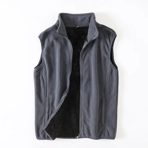 秋冬高密度珊瑚绒复合男女摇粒绒内里加绒加厚保暖立领纯色休闲马甲背心 商品图3
