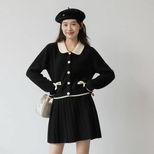 奢姿大码女装2025冬季时尚撞色娃娃领两件套胖妹妹气质减龄套装9854969970 商品图1