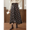 鹿向南「画廊女孩」不规则格纹流苏半身裙女冬小众设计感收腰长裙 商品缩略图1