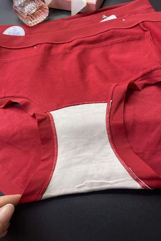 喜庆红色长绒棉中腰内裤舒适透气1295145-46 商品图2