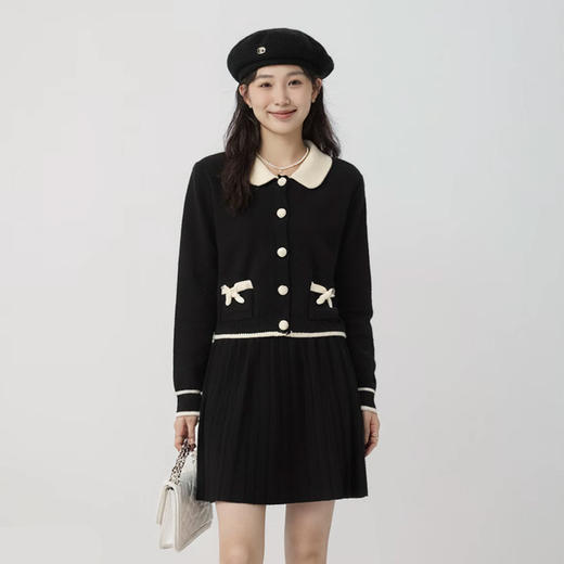 奢姿大码女装2025冬季时尚撞色娃娃领两件套胖妹妹气质减龄套装9854969970 商品图4