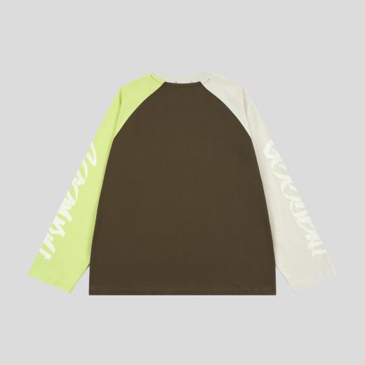 GOODBAI 新款oversize撞色休闲涂鸦圆领插肩袖长袖T恤男女同款 商品图2