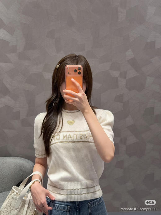 14-3 纯圆正 26ss 雕 富家千金 羊毛羊绒 字母徽标 短袖针织 商品图12