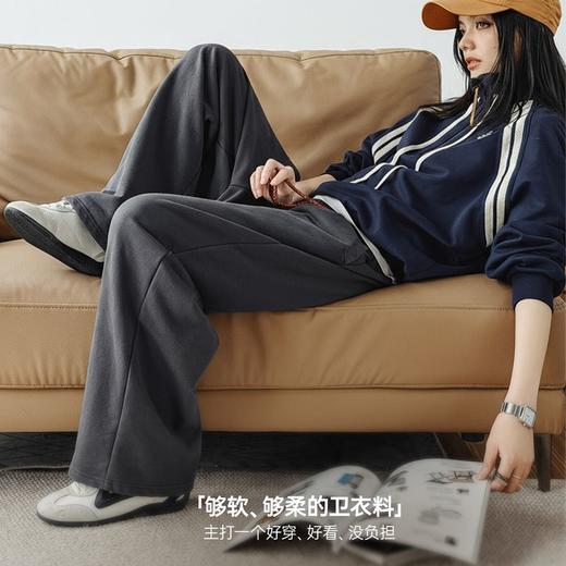 马登深灰色针织阔腿直筒垂感抽绳卫裤宽松休闲香蕉长裤子女士春季 商品图1