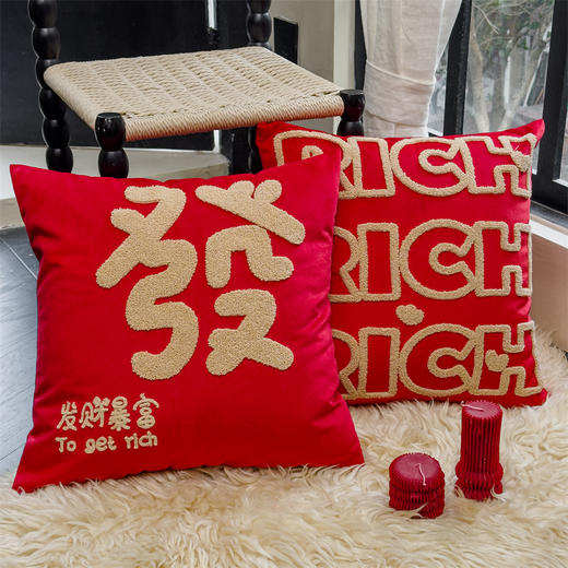 【品牌直发】加倍生活 国潮马年RICH沙发抱枕 6色可选 45x45cm 小马新年喜庆节日团购礼品靠垫抱枕  马年限定系列 春节焕新季 商品图1