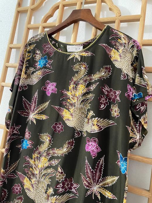 「断码清仓」精品连肩袖侧开叉阔太太100%桑蚕丝连衣裙衫 L码  ZFYY298 商品图1