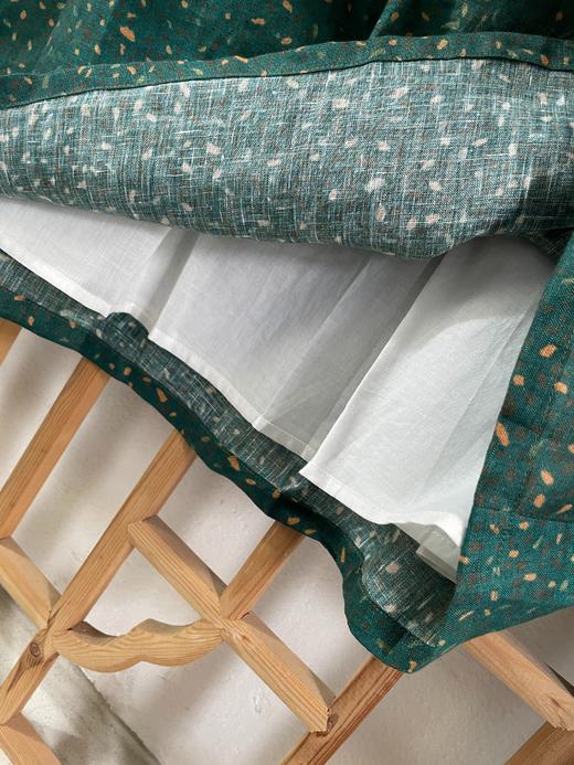 「断码清仓」精品新中式100%苎麻双层荷叶袖前开口旗袍连衣裙 L码  ZFYY293 商品图3