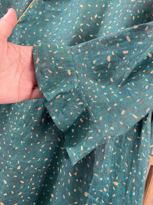 「断码清仓」精品新中式100%苎麻双层荷叶袖前开口旗袍连衣裙 L码  ZFYY293 商品图2