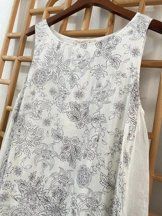 「断码清仓」精品新中式拼接有内衬桑蚕丝麻无袖连衣裙 L码  ZFYY283 商品图1