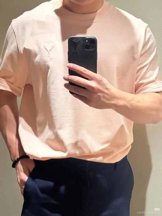 2026新款立体ADC短袖T恤马卡龙色系情侣款粉色爱心立体压花短袖打底 商品图0