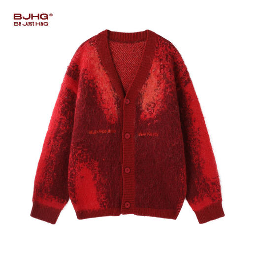 BJHG不计后果V领开衫毛衣男春季 新款撞色宽松情侣内搭上衣外套女 商品图1