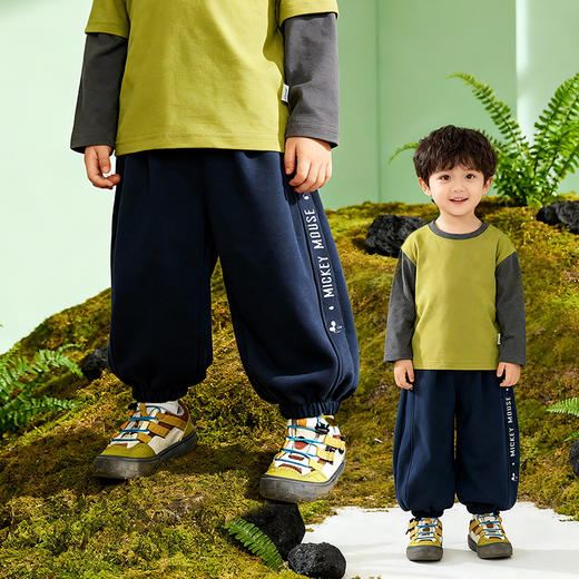 迪士尼（Disney）童装男童束脚长裤潮流帅气肤宽松运动灯笼休闲裤2026春季新款裤子ZD1FK006 商品图1