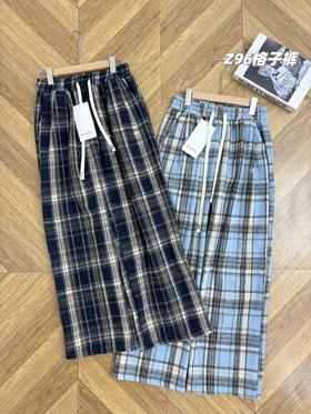 lulu2025冬款内加绒美拉德毛呢格子裤