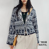 马登复古纳瓦霍西装翻V领老钱风提花针织毛衣开衫薄短款外套女春 商品缩略图0