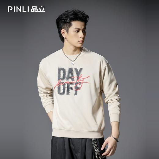 PINLI品立2025秋季新款男宽松圆领字母印花套头卫衣上衣青年潮牌BG253109017 商品图3