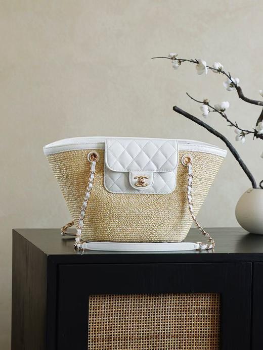 香奈儿 26C早春新款菜篮子编织包 黑色白色 大号小号（LZ） 商品图0