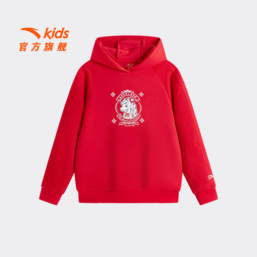 新年款安踏儿童女大童针织连帽套头衫2026年新款舒适女孩潮流卫衣362618712 商品图1