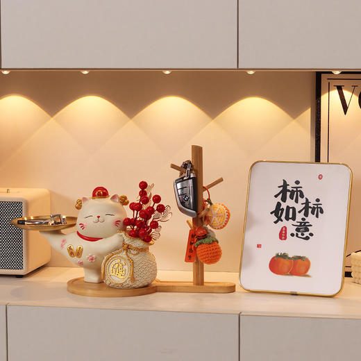 【招财猫钥匙收纳摆件】门口客厅家居鞋柜 电视柜摆件 入户玄关猫咪托盘礼品  商品图11