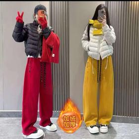 【YW】无忧购【鸿运当“红”】暖心新年鸿运裤重工刺绣加绒加厚弯刀裤2809（截单后5-7天发货）